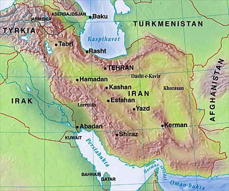 Kart over Iran: Geir Tandberg Steigan