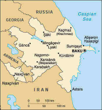 Kart over Aserbajdsjan