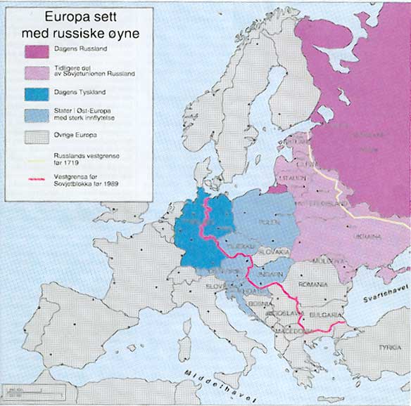 Kart:&nbsp;Europa sett med russiske &oslash;yne